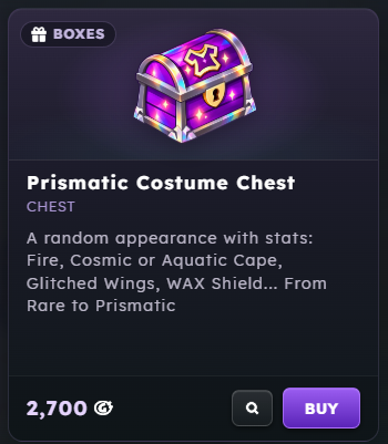 Le Coffre de costume prismatique dans la boutique
