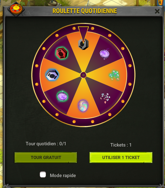 Interfaz de la ruleta diaria